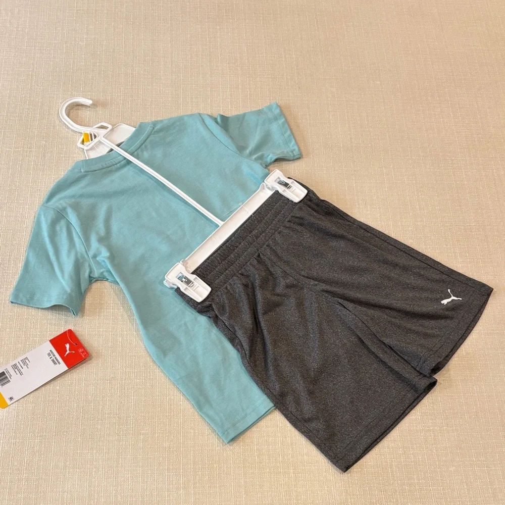 NWT PUMA Moisture Managing TEE & SHORT T-Shirt  (blue/gray) Shorts Set - Picture 3 of 8